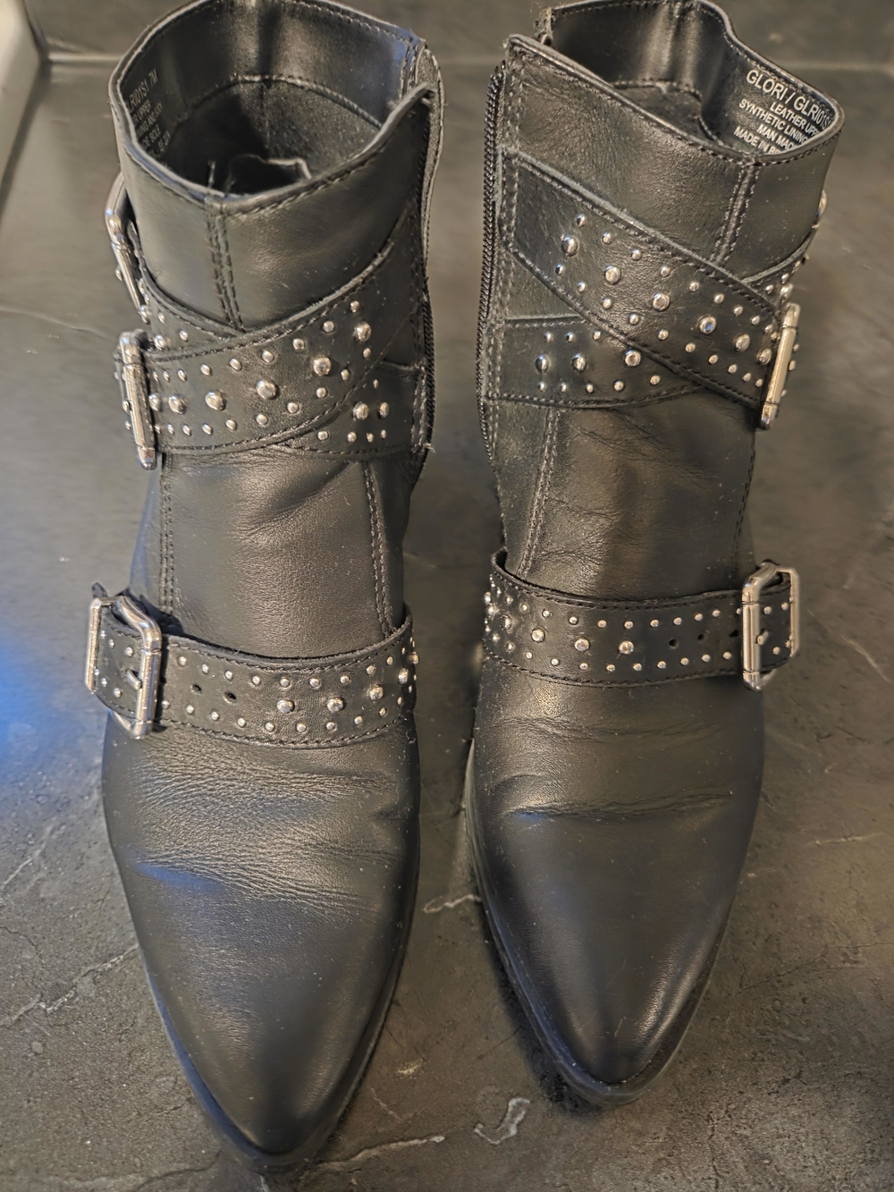 Steve Madden Black Studded Buckle Ankle Boots